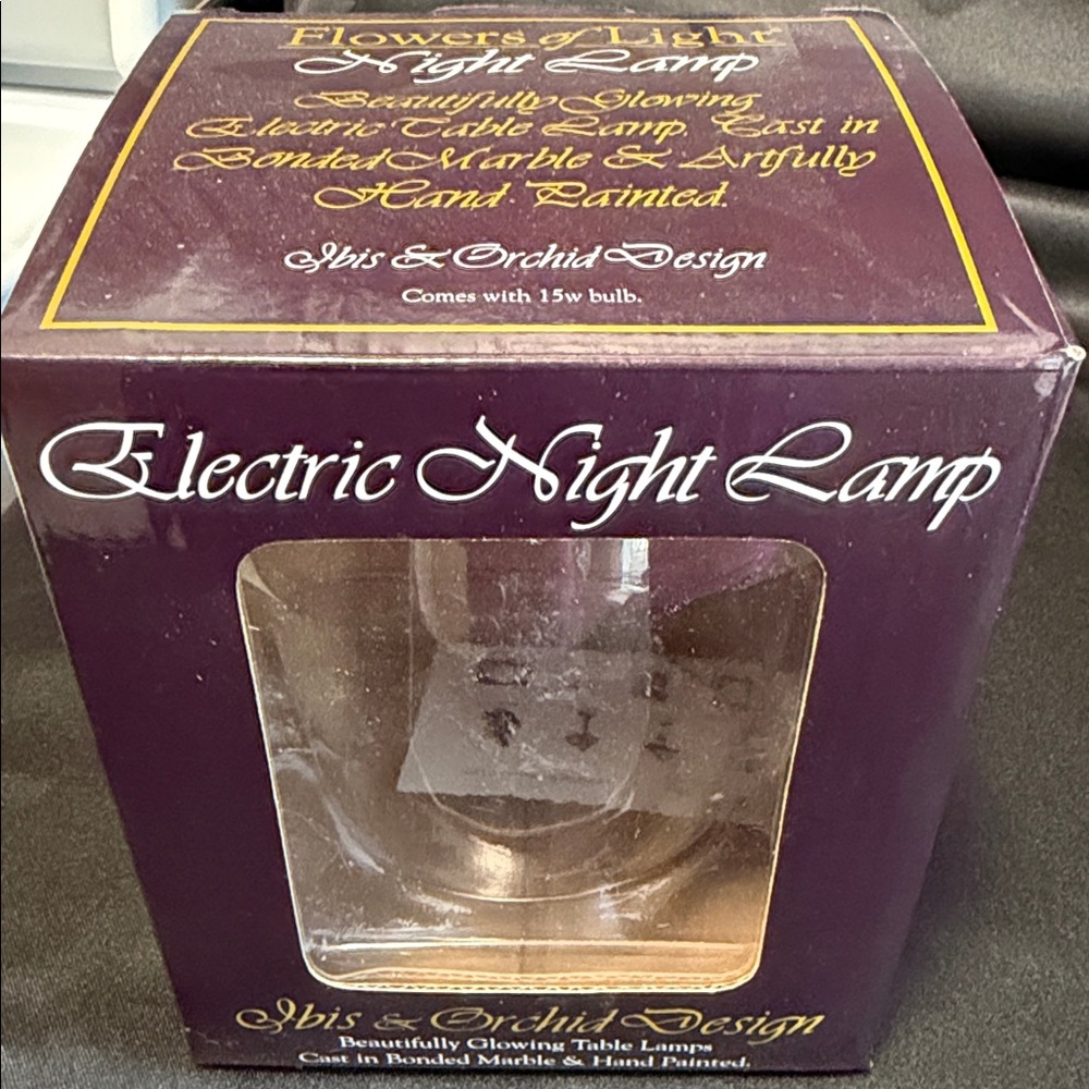 Flowers of Light Hand Painted Bonded Marble Electric Blue Hydrangea Night Lamp - Picture 7 of 10